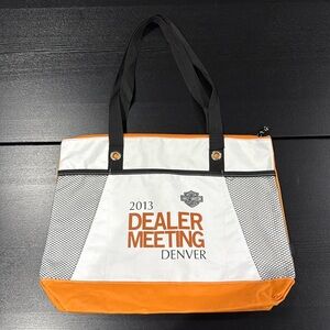 Harley-Davidson White & Orange Dealer Meeting Tote Bag